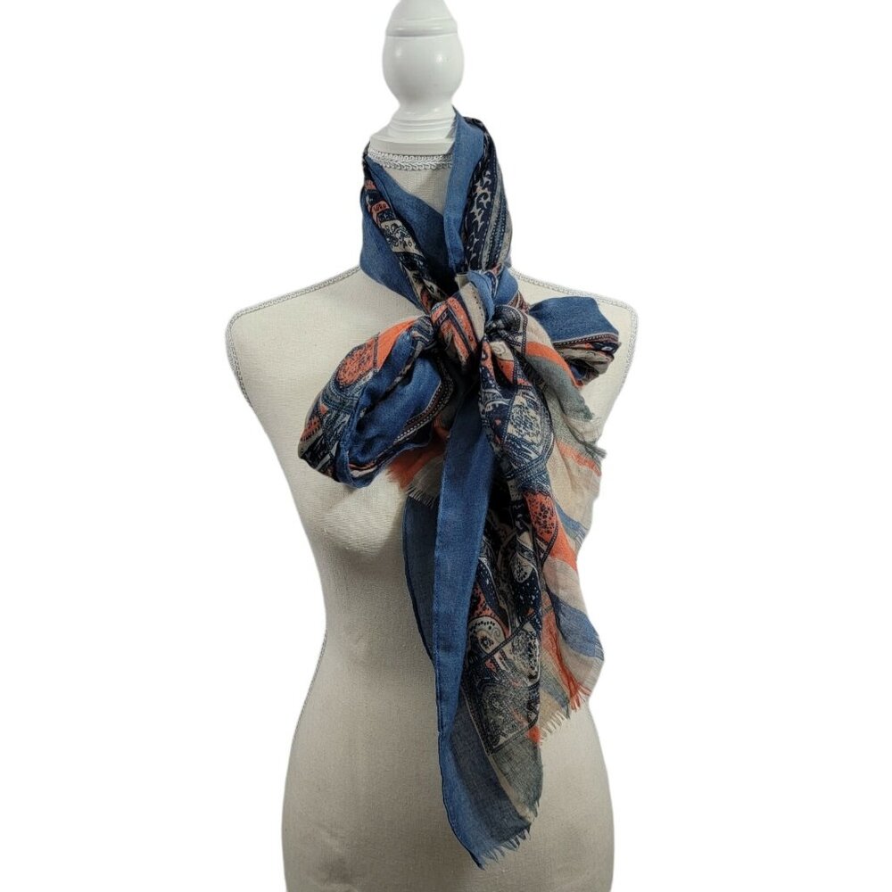 Gold Coast Scarf Women Scarf Wrap Blue‎ Paisley Rectangle Super Soft